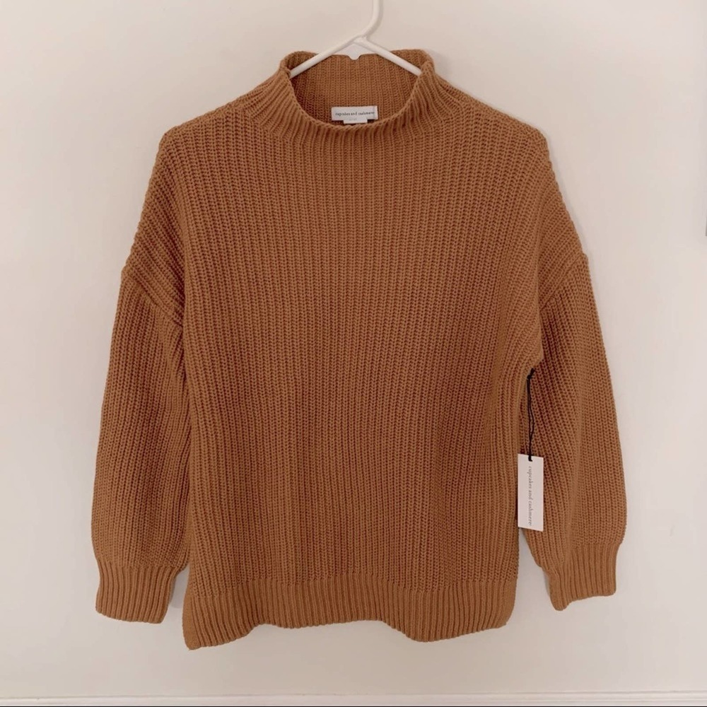 cupcakes & cashmere Tan Turtleneck Sweater